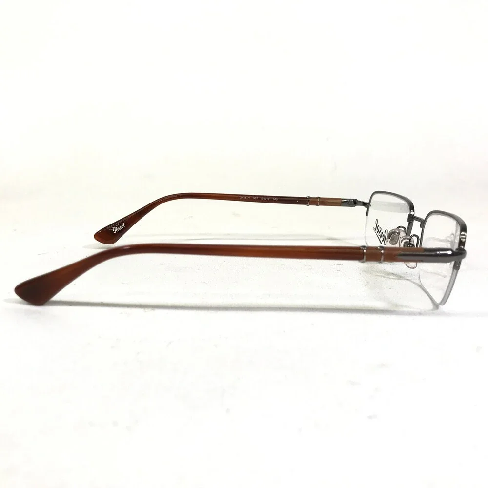 Persol Eyeglasses Frames 2415-V 997 Brown Tortoise Silver Half Rim 51-19-145